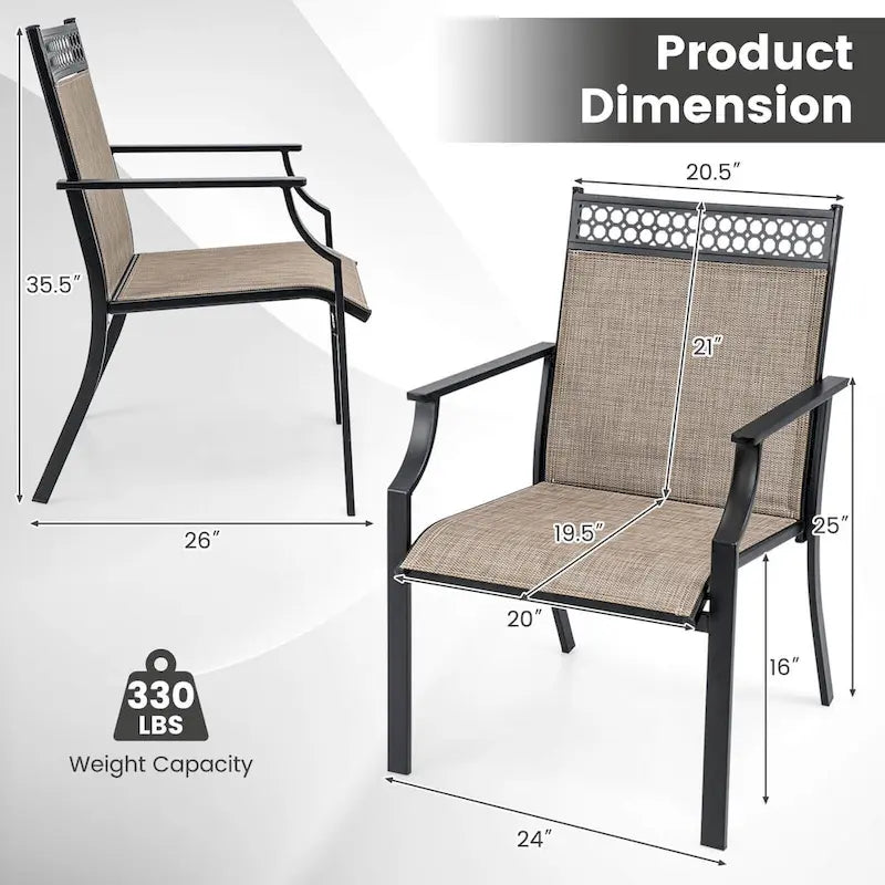 Ensemble de 2 chaises de patio Costway avec tissu respirant résistant aux intempéries - Voir les détails