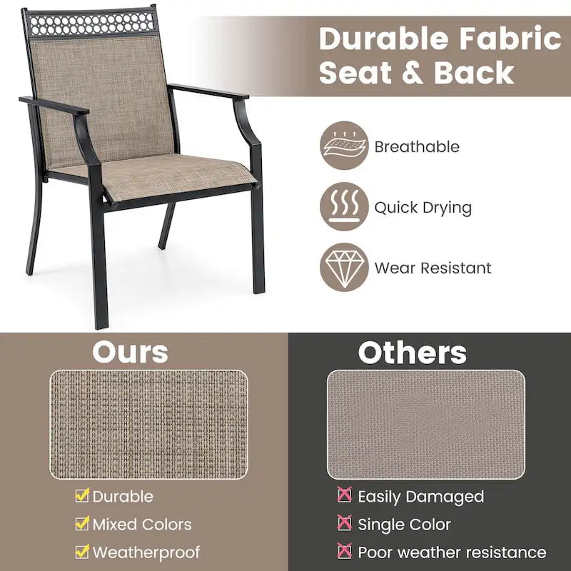 Ensemble de 2 chaises de patio Costway avec tissu respirant résistant aux intempéries - Voir les détails