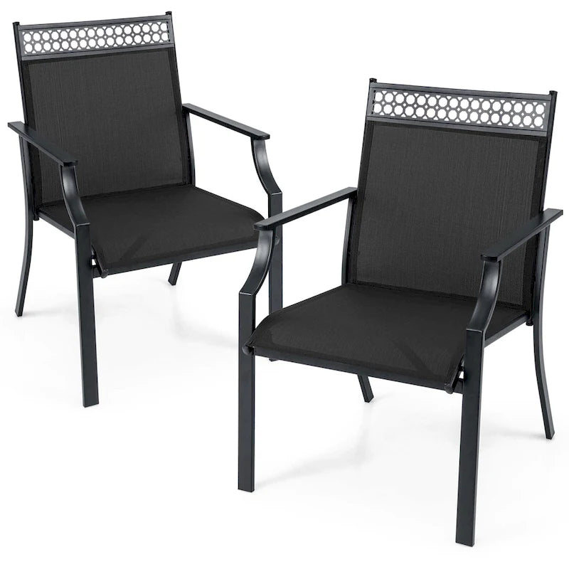 Ensemble de 2 chaises de patio Costway avec tissu respirant résistant aux intempéries - Voir les détails