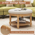 Table basse ronde ottomane Costway 29 avec banc de rangement