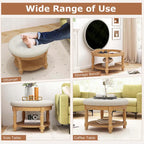 Table basse ronde ottomane Costway 29 avec banc de rangement