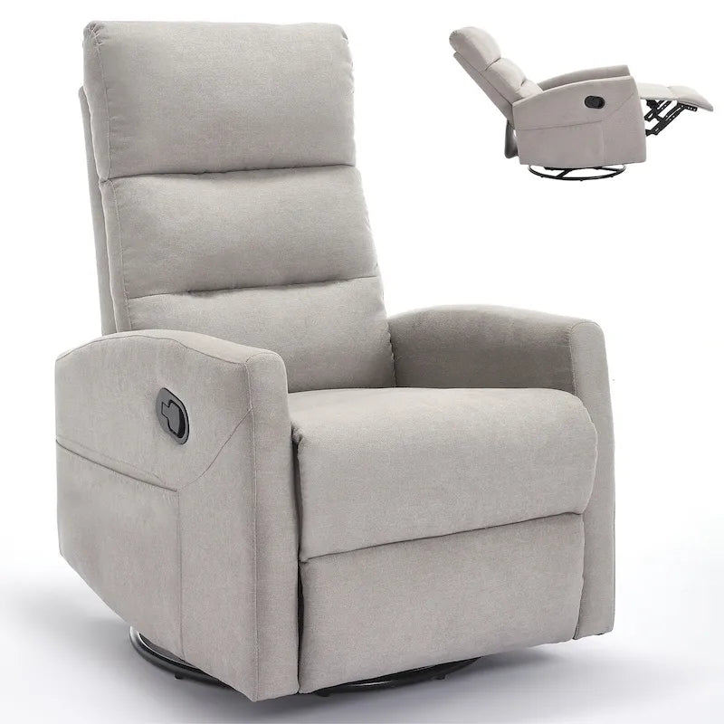 Fauteuil inclinable manuel avec bascule et pivotant, fauteuil inclinable en tissu respirant, fauteuils inclinables pour petits espaces
