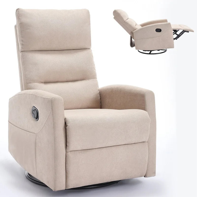 Fauteuil inclinable manuel avec bascule et pivotant, fauteuil inclinable en tissu respirant, fauteuils inclinables pour petits espaces