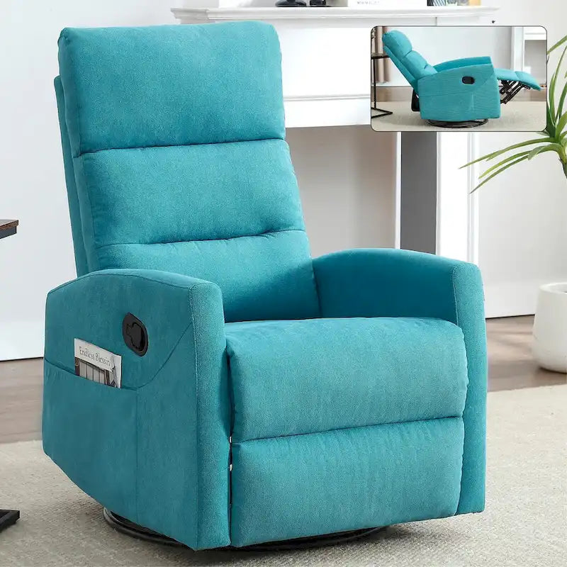 Fauteuil inclinable manuel avec bascule et pivotant, fauteuil inclinable en tissu respirant, fauteuils inclinables pour petits espaces
