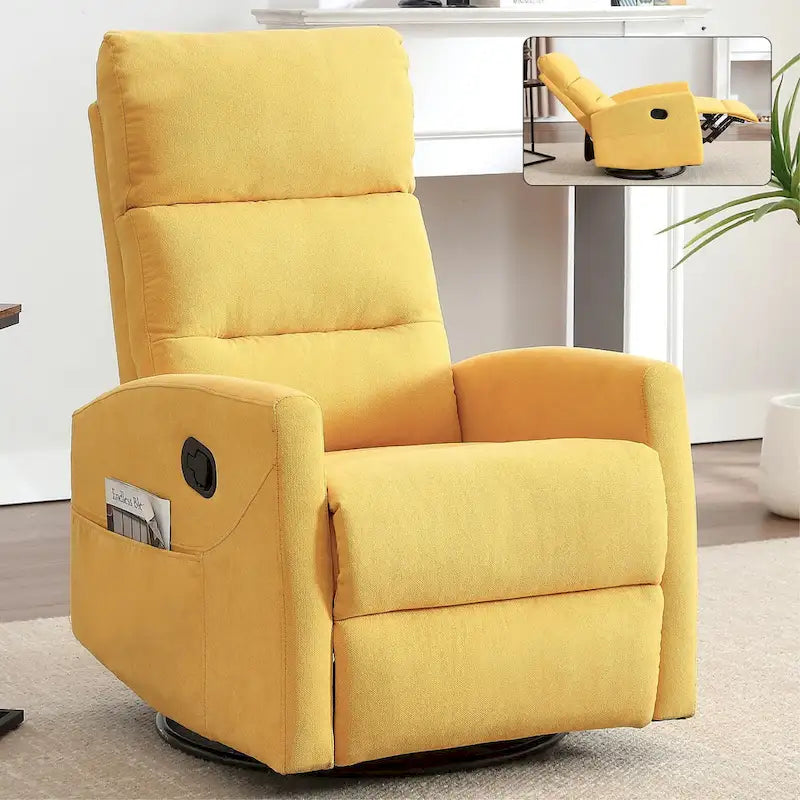 Fauteuil inclinable manuel avec bascule et pivotant, fauteuil inclinable en tissu respirant, fauteuils inclinables pour petits espaces