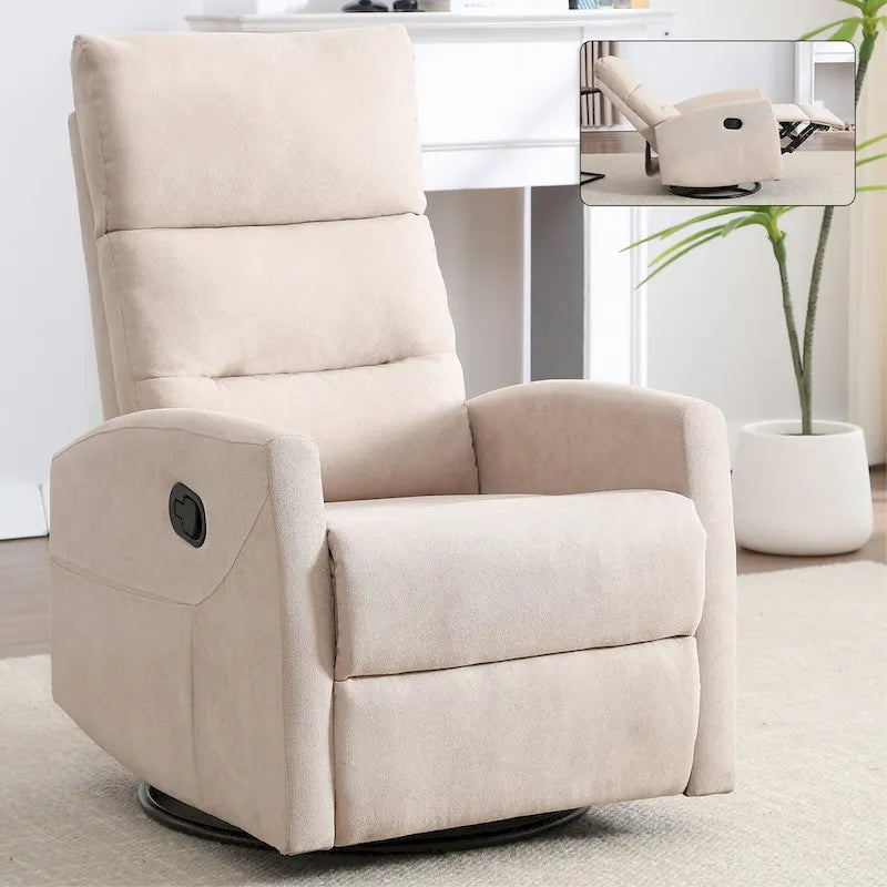 Fauteuil inclinable manuel avec bascule et pivotant, fauteuil inclinable en tissu respirant, fauteuils inclinables pour petits espaces