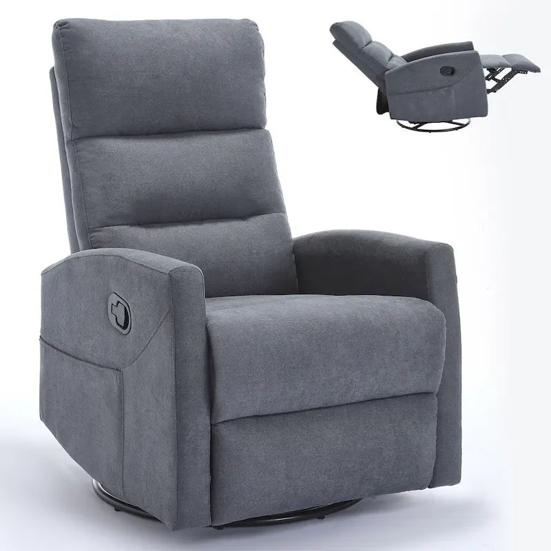 Fauteuil inclinable manuel avec bascule et pivotant, fauteuil inclinable en tissu respirant, fauteuils inclinables pour petits espaces