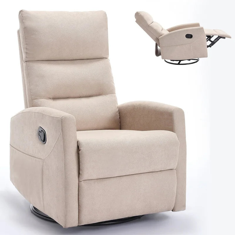 Fauteuil inclinable manuel avec bascule et pivotant, fauteuil inclinable en tissu respirant, fauteuils inclinables pour petits espaces