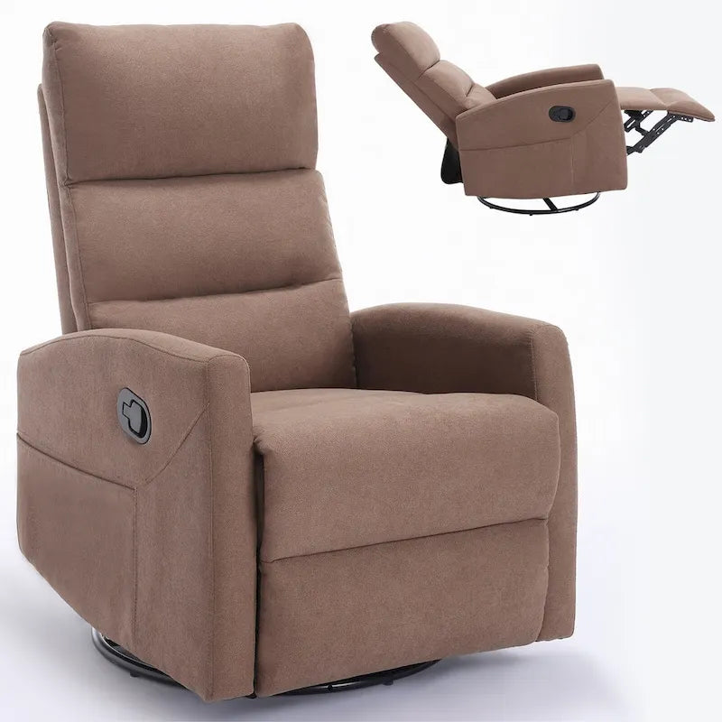 Fauteuil inclinable manuel avec bascule et pivotant, fauteuil inclinable en tissu respirant, fauteuils inclinables pour petits espaces