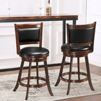 Costway Set of 2 24 Swivel Counter Stool Wooden Dining Chair