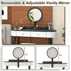 Ensemble coiffeuse en bois massif Costway avec miroir lumineux LED