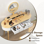 Ensemble coiffeuse en bois massif Costway avec miroir lumineux LED