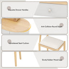 Ensemble coiffeuse en bois massif Costway avec miroir lumineux LED