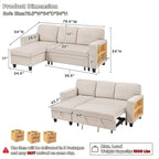 Canapé-lit moderne avec étagères et port de chargement