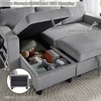 Canapé-lit moderne avec étagères et port de chargement