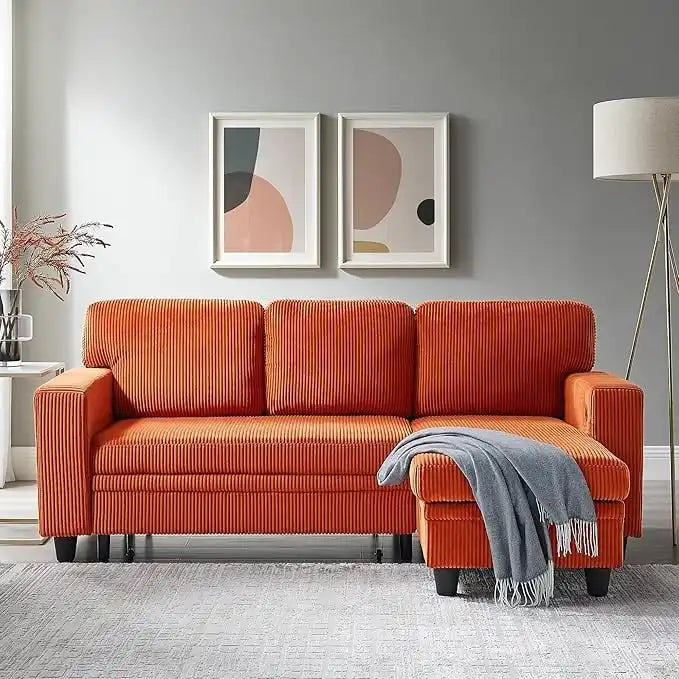 Canapé-lit moderne avec étagères et port de chargement