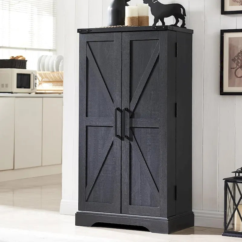 47 Garde-manger de style campagnard, armoire de rangement avec portes de grange - Non applicable