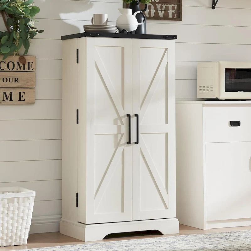 47 Garde-manger de style campagnard, armoire de rangement avec portes de grange - Non applicable
