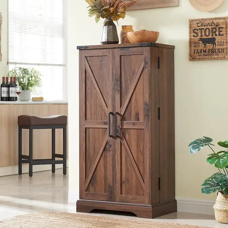 47 Garde-manger de style campagnard, armoire de rangement avec portes de grange - Non applicable