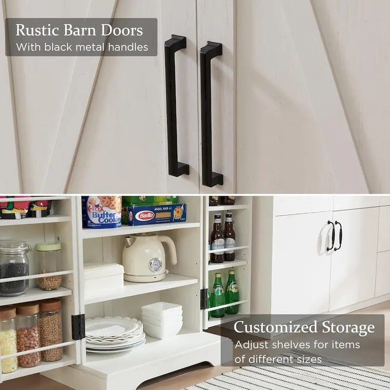 47 Garde-manger de style campagnard, armoire de rangement avec portes de grange - Non applicable