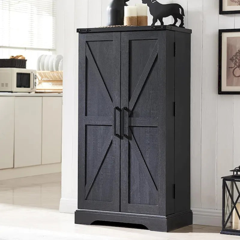 47 Garde-manger de style campagnard, armoire de rangement avec portes de grange - Non applicable