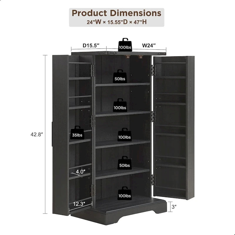 47 Garde-manger de style campagnard, armoire de rangement avec portes de grange - Non applicable
