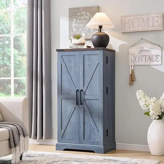 47 Garde-manger de style campagnard, armoire de rangement avec portes de grange - Non applicable