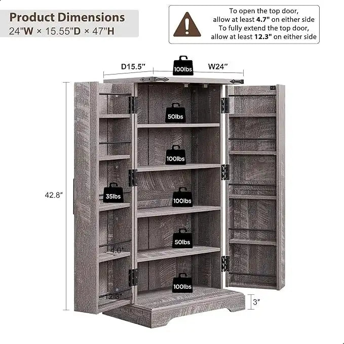 47 Garde-manger de style campagnard, armoire de rangement avec portes de grange - Non applicable