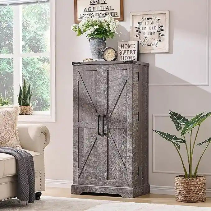 47 Garde-manger de style campagnard, armoire de rangement avec portes de grange - Non applicable