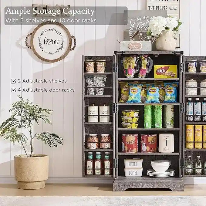 47 Garde-manger de style campagnard, armoire de rangement avec portes de grange - Non applicable