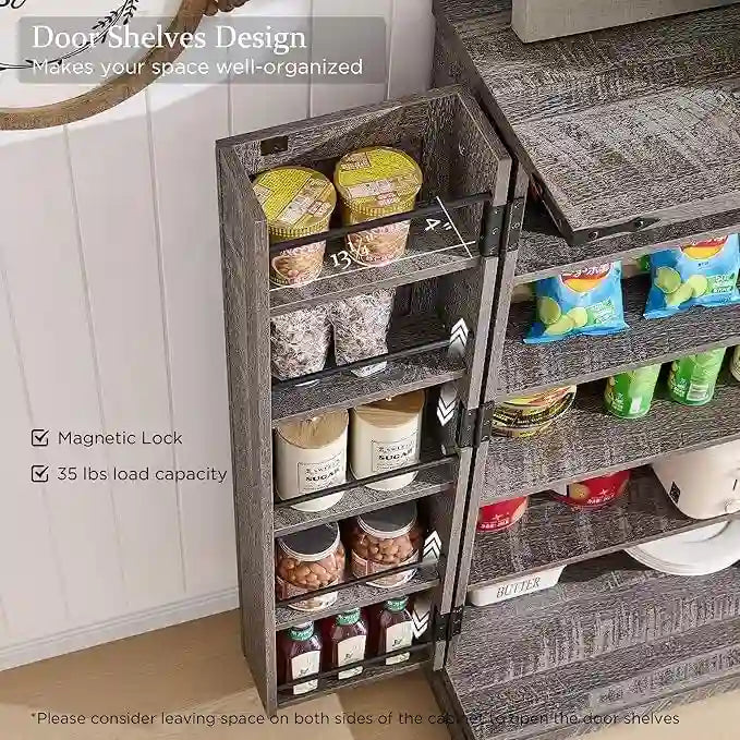 47 Garde-manger de style campagnard, armoire de rangement avec portes de grange - Non applicable