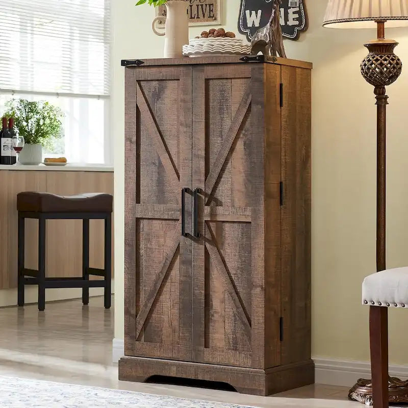 47 Garde-manger de style campagnard, armoire de rangement avec portes de grange - Non applicable