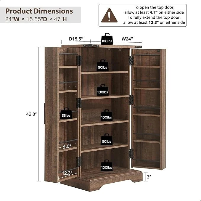 47 Garde-manger de style campagnard, armoire de rangement avec portes de grange - Non applicable