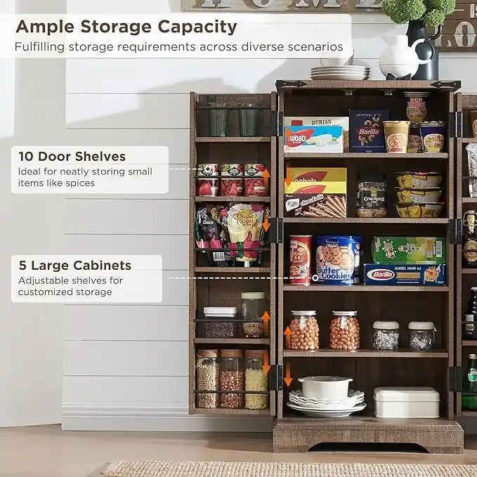 47 Garde-manger de style campagnard, armoire de rangement avec portes de grange - Non applicable