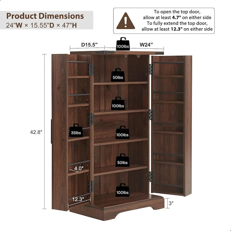 47 Garde-manger de style campagnard, armoire de rangement avec portes de grange - Non applicable