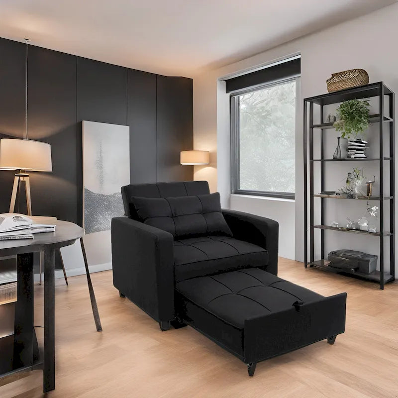 Fauteuil inclinable convertible 3 en 1, canapé-lit moderne et rembourré, fauteuil de salon pliable pour petits espaces