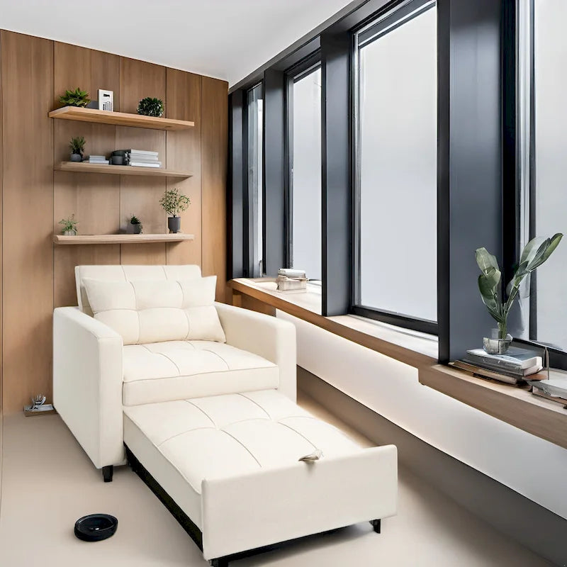 Fauteuil inclinable convertible 3 en 1, canapé-lit moderne et rembourré, fauteuil de salon pliable pour petits espaces