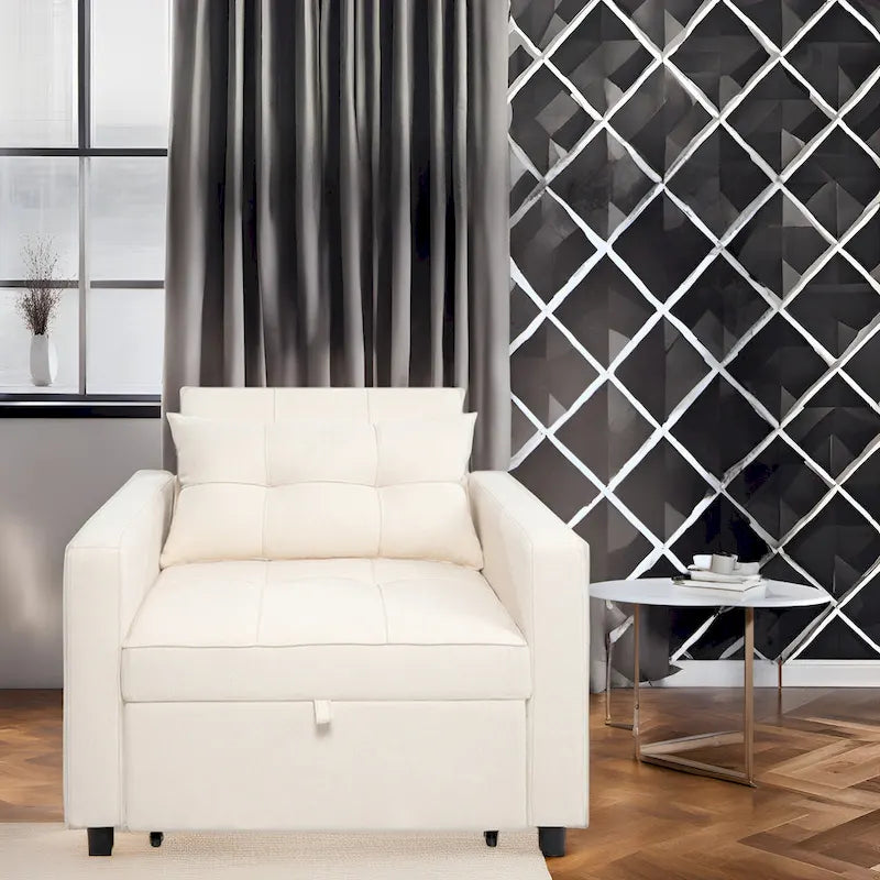 Fauteuil inclinable convertible 3 en 1, canapé-lit moderne et rembourré, fauteuil de salon pliable pour petits espaces