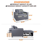 Fauteuil inclinable convertible 3 en 1, canapé-lit moderne et rembourré, fauteuil de salon pliable pour petits espaces