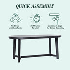 Table de salle à manger ovale Middlebrook moderne et rustique en chêne massif de 70 pouces