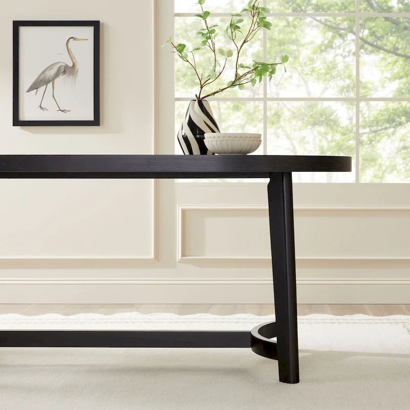 Table de salle à manger ovale Middlebrook moderne et rustique en chêne massif de 70 pouces