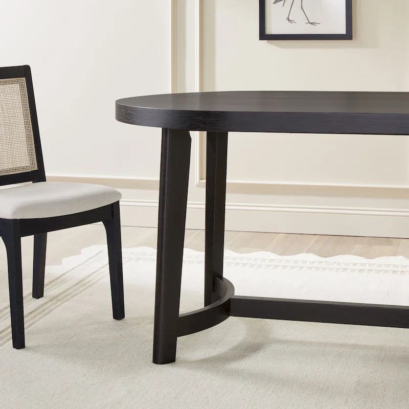 Table de salle à manger ovale Middlebrook moderne et rustique en chêne massif de 70 pouces