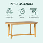 Table de salle à manger ovale Middlebrook moderne et rustique en chêne massif de 70 pouces