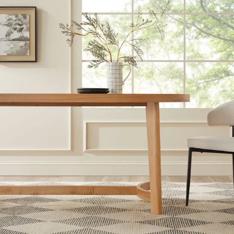 Table de salle à manger ovale Middlebrook moderne et rustique en chêne massif de 70 pouces