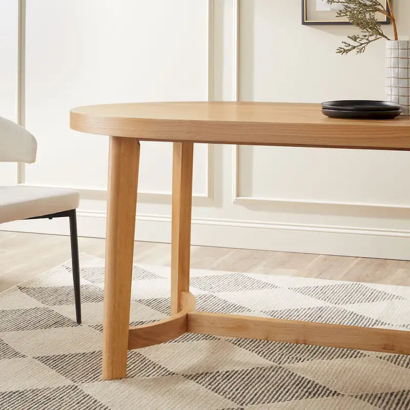 Table de salle à manger ovale Middlebrook moderne et rustique en chêne massif de 70 pouces