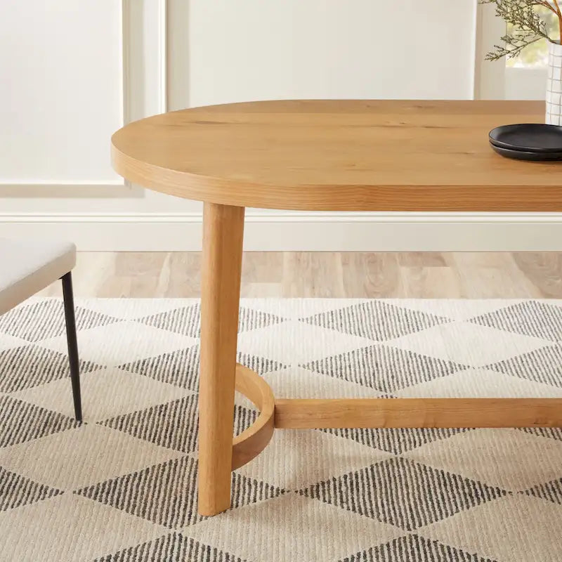 Table de salle à manger ovale Middlebrook moderne et rustique en chêne massif de 70 pouces