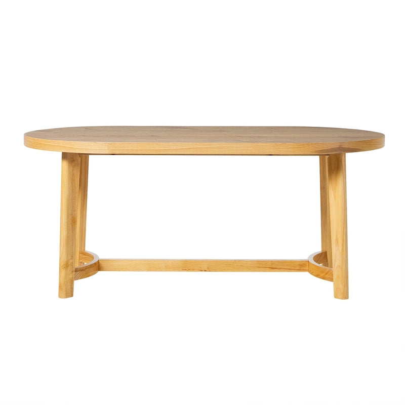 Table de salle à manger ovale Middlebrook moderne et rustique en chêne massif de 70 pouces