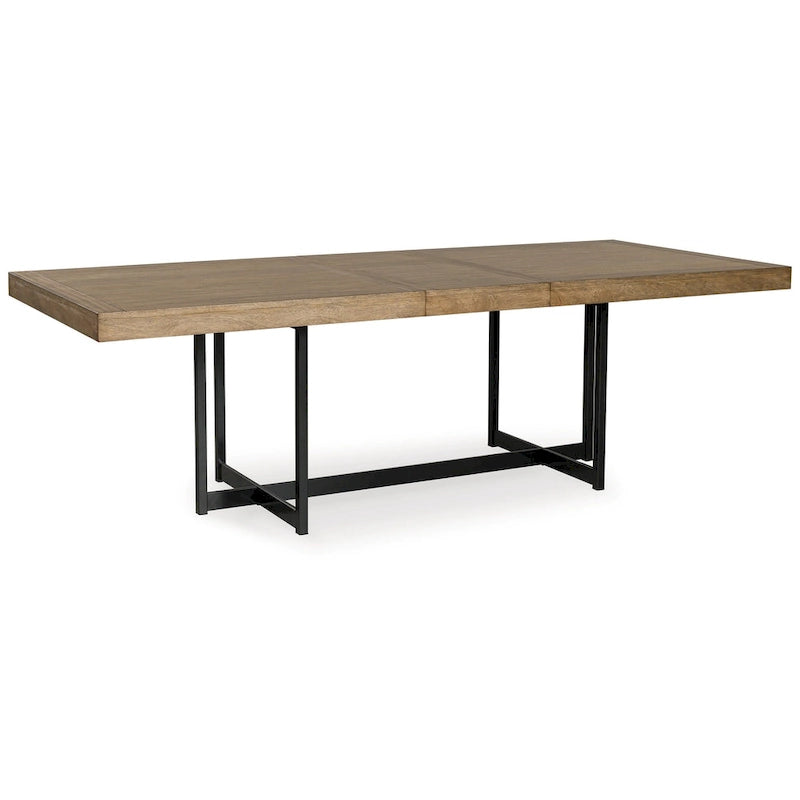 Myka Dining Table, Extension Leaf, Rectangular Brown Wood 80-98 Inch
