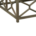 Table basse Agas, plateau carré de 101,6 cm en marbre blanc véritable, structure géométrique en bois de manguier gris frêne lavé et sablé