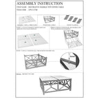 Table basse Agas, plateau carré de 101,6 cm en marbre blanc véritable, structure géométrique en bois de manguier gris frêne lavé et sablé